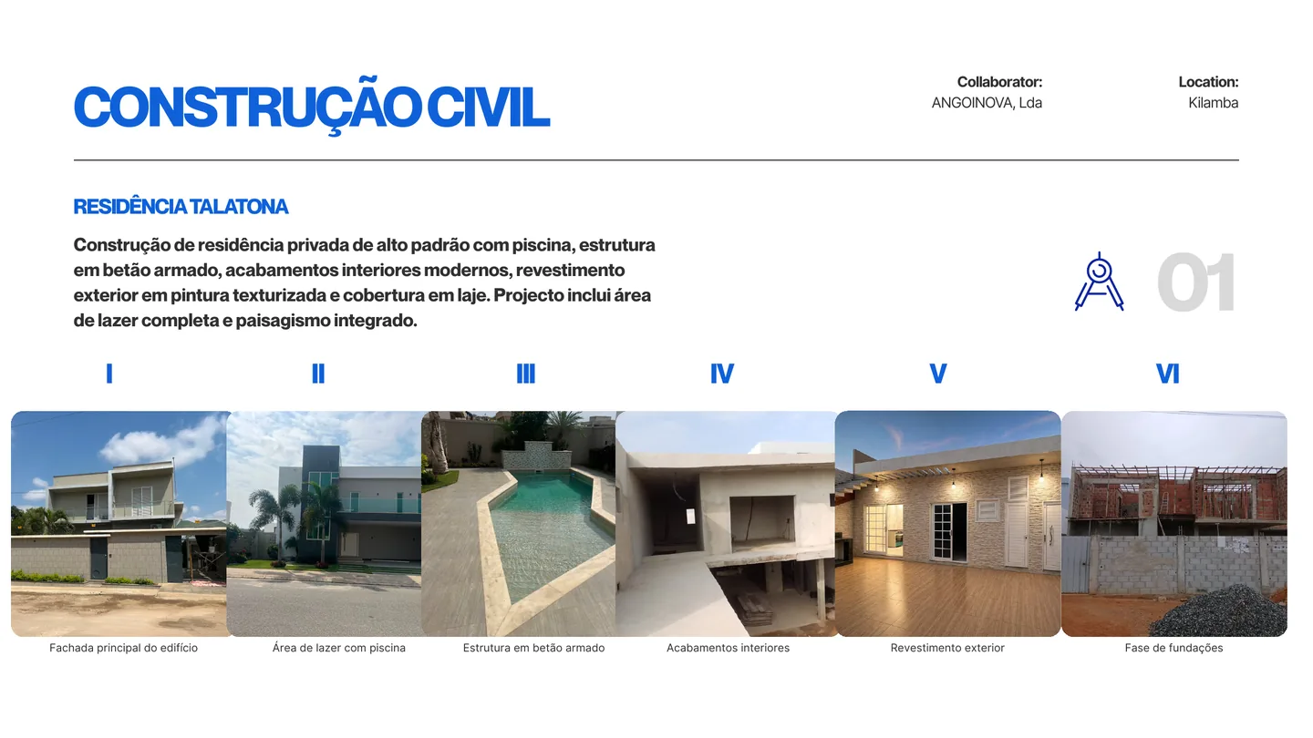 Página do portfolio dedicada à construção civil